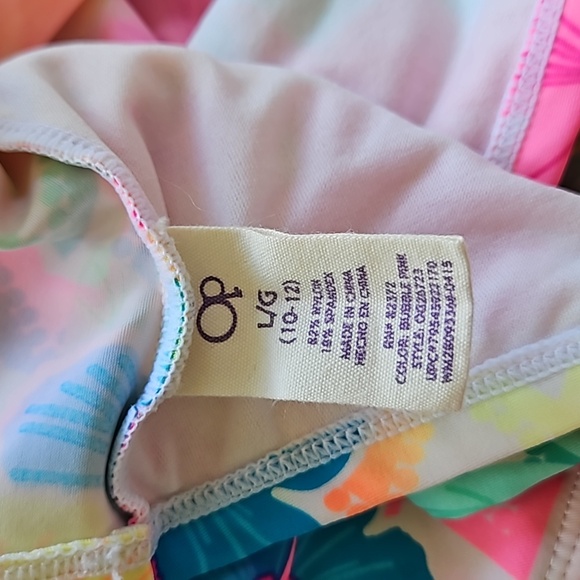 OP Girls 10/12 Tankini Tropical Floral Top Hot Pink Bottom - Picture 6 of 6